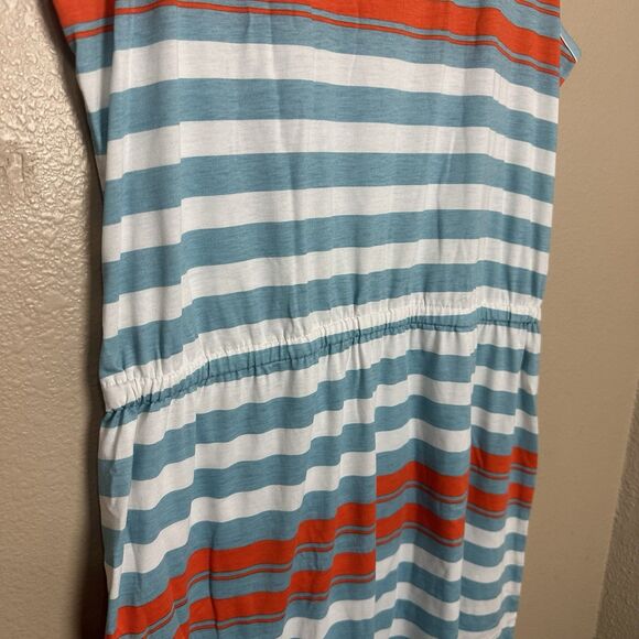 LuLaRoe Tank Dress Woman’s Size 3XL Blue Orange White Striped Soft Stretch Knit - Picture 6 of 6